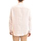 Navy & Green White Pure Linen Comfort Fit Shirt-White Navy & Green White Pure Linen Comfort Fit Shirt-White