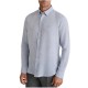 Navy & Green Shirt Linen Comfort Fit-Smoky Blue