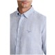 Navy & Green Shirt Linen Comfort Fit-Smoky Blue