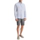 Navy & Green Shirt Linen Comfort Fit-Smoky Blue
