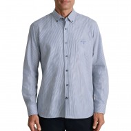 Navy & Green Shirt Striped Comfort Fit-White/Deep Blue