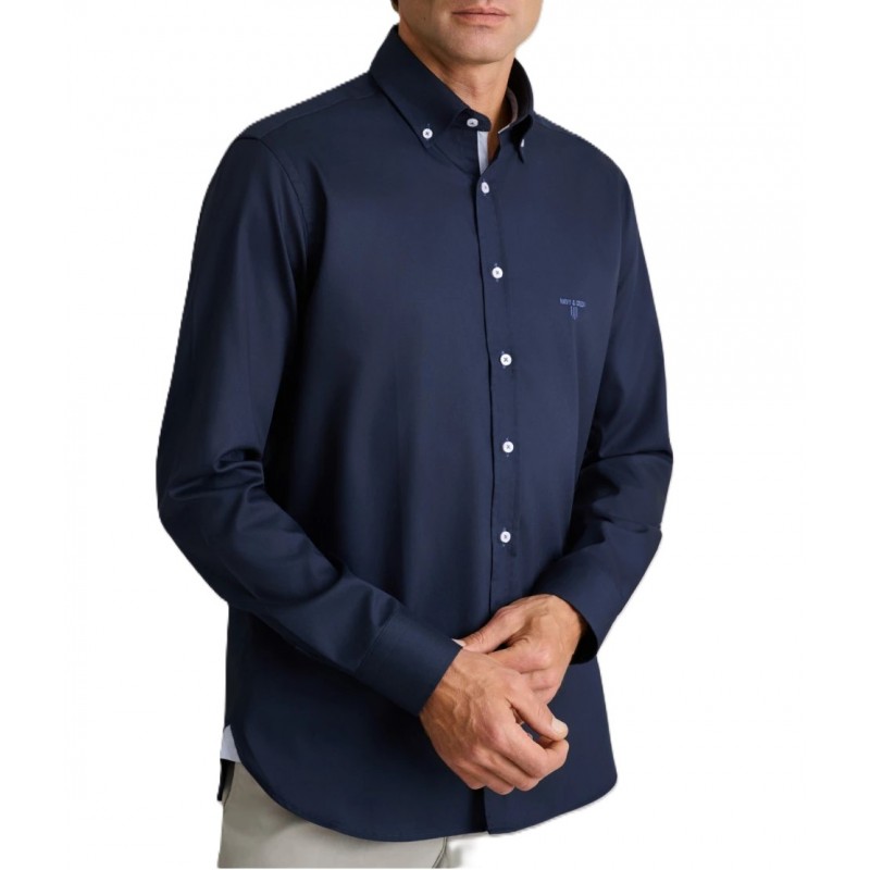 Navy & Green Shirt Comfort Fit-DK Blue Navy & Green Shirt Comfort Fit-DK Blue
