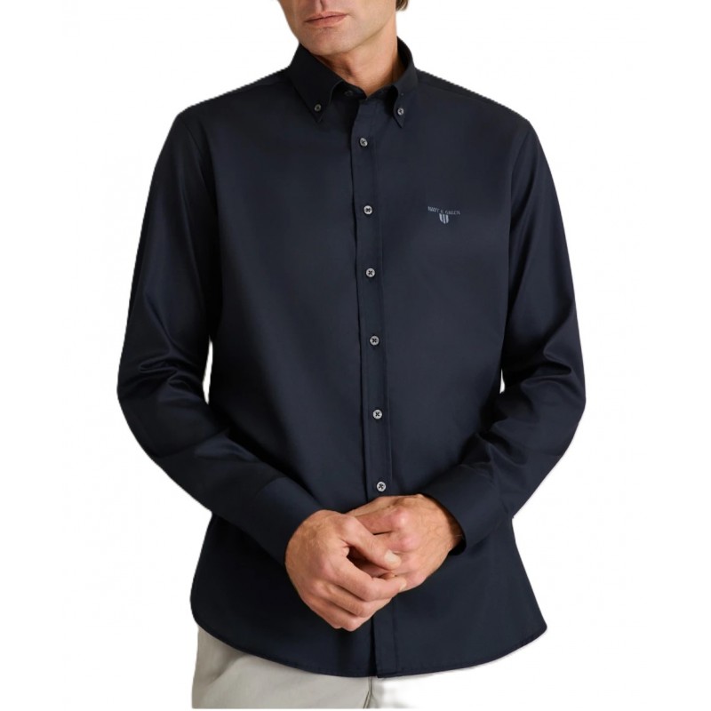 Navy & Green Shirt Comfort Fit Wrinkle Free-Ink Black Navy & Green Shirt Comfort Fit Wrinkle Free-Ink Black