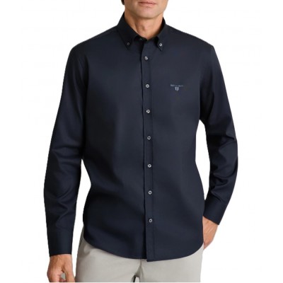 Navy & Green Shirt Comfort Fit Wrinkle Free-Ink Black