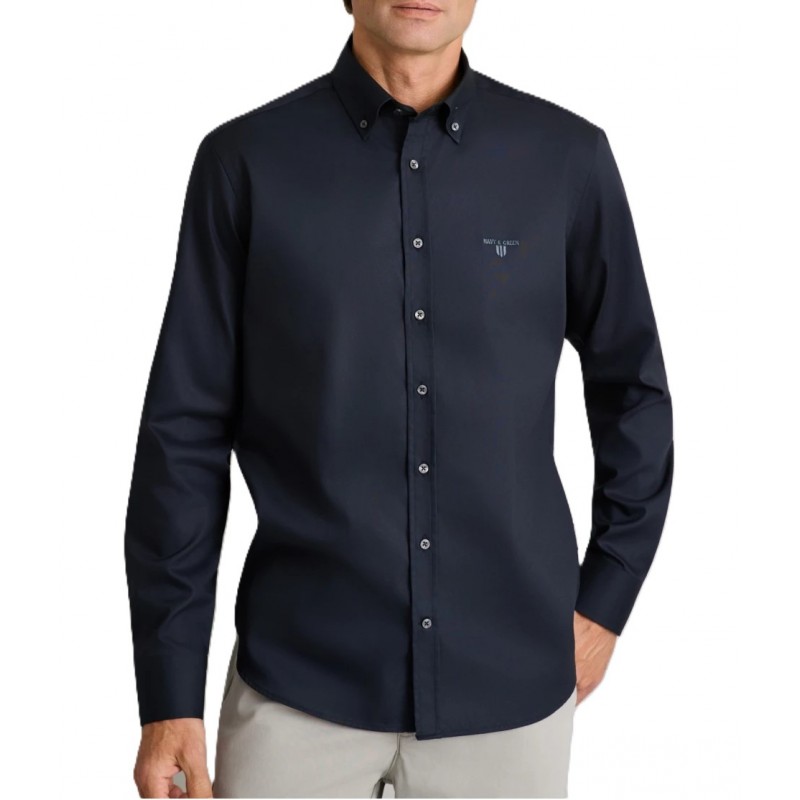 Navy & Green Shirt Comfort Fit Wrinkle Free-Ink Black Navy & Green Shirt Comfort Fit Wrinkle Free-Ink Black