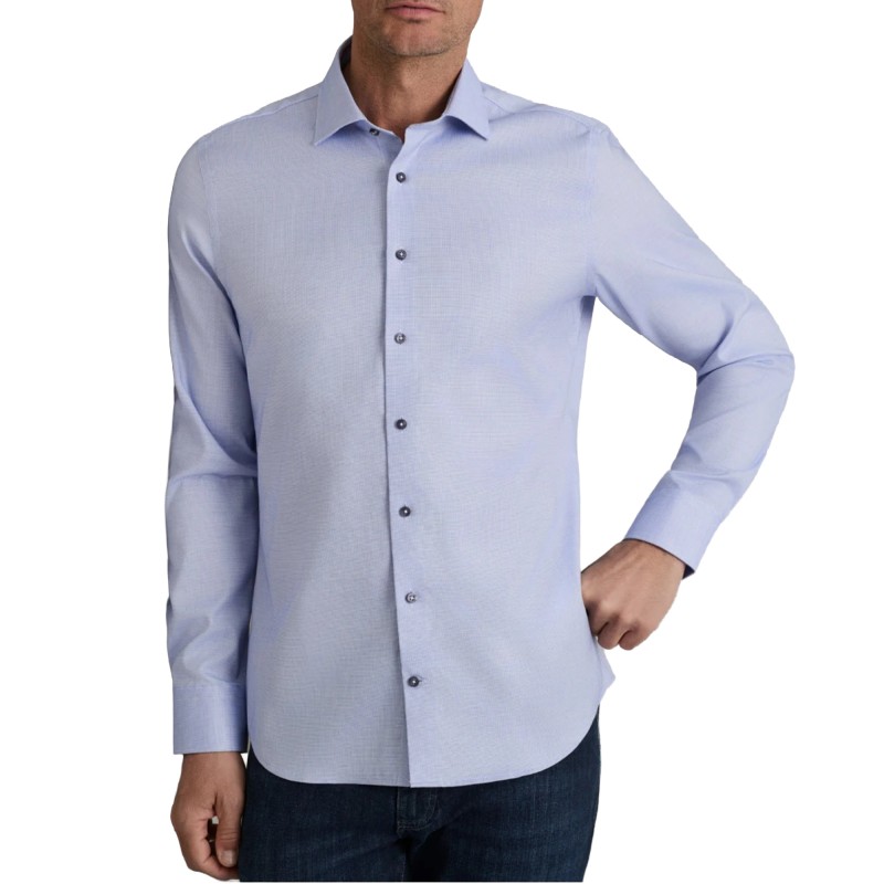 Navy & Green Shirt Comfort Fit-Light Blue