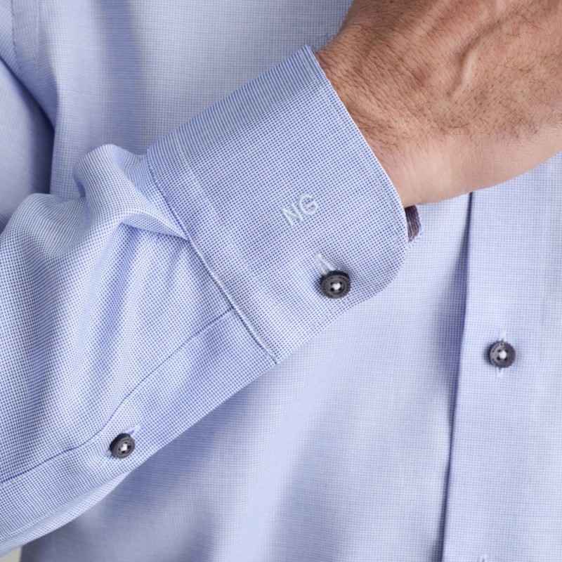 Navy & Green Shirt Comfort Fit-Light Blue