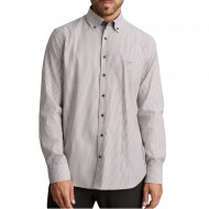 Navy & Green Shirt Comfort Fit Striped Non Iron-Faded Brown/White