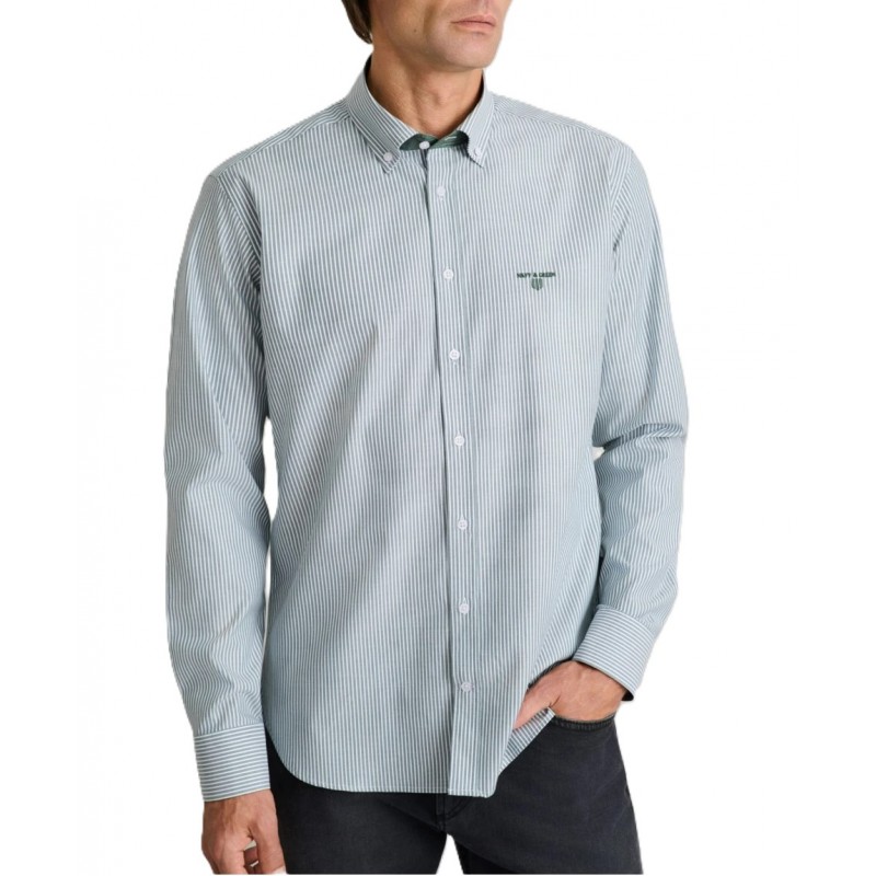 Navy & Green Shirt Striped Comfort Fit Non Iron-Faded Green/White Navy & Green Shirt Striped Comfort Fit Non Iron-Faded Green/White