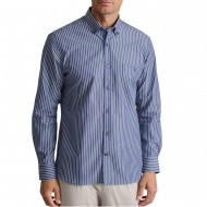 Navy & Green Shirt Comfort Fit Striped-Dk Navy/White