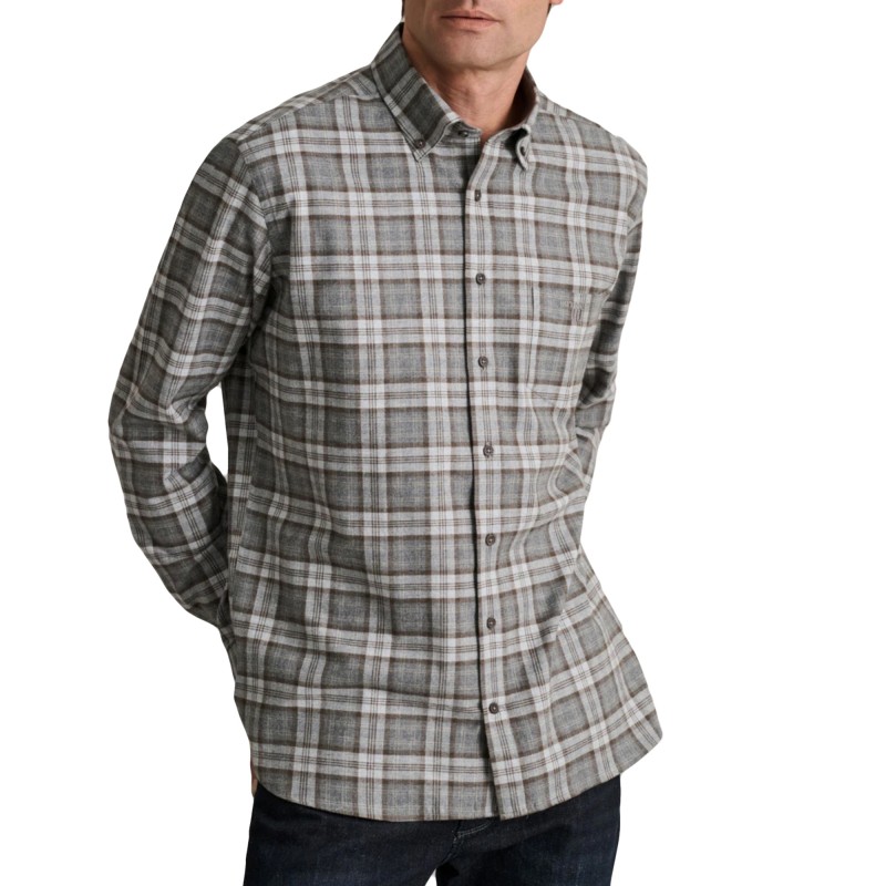 Navy & Green Shirt Comfort Fit-Grey Lt/Grey Blue