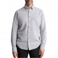 Navy & Green Shirt Comfort Fit Cotton Linen-Frost Grey