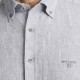Navy & Green Shirt Comfort Fit Cotton Linen-Frost Grey