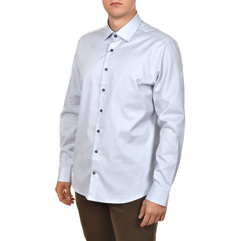 Navy & Green Comfort Fit Shirt In Twisted Egyptian Cotton-Blue Ice Navy & Green Comfort Fit Shirt In Twisted Egyptian Cotton-Blue Ice