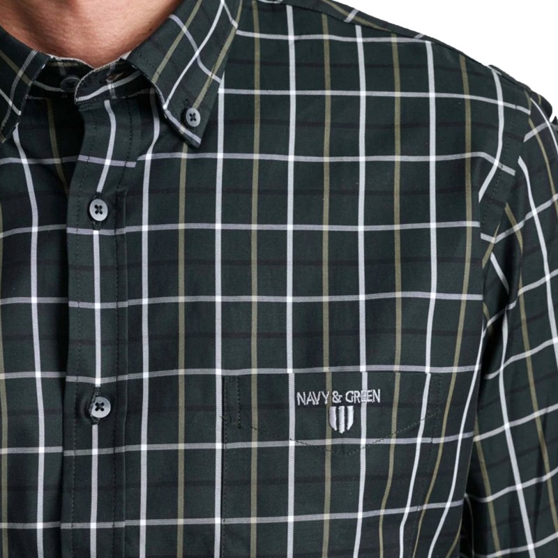 Navy & Green Shirt Comfort Fit-Olive/Grey/Green Navy & Green Shirt Comfort Fit-Olive/Grey/Green