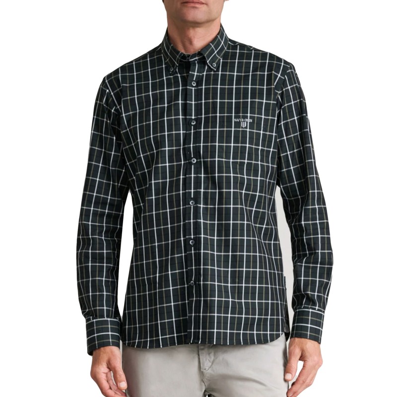 Navy & Green Shirt Comfort Fit-Olive/Grey/Green Navy & Green Shirt Comfort Fit-Olive/Grey/Green