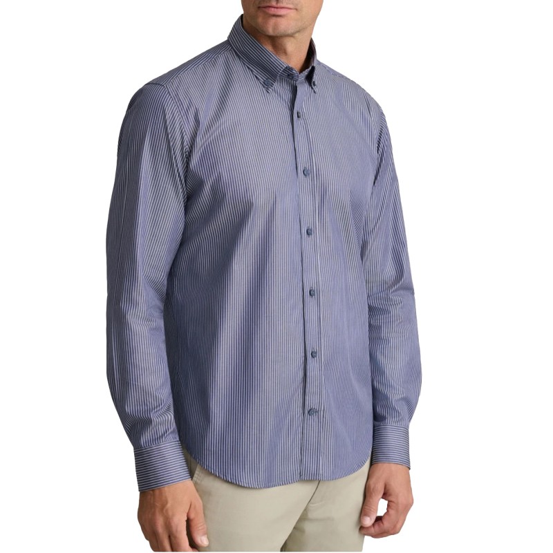 Navy & Green Shirt Comfort Fit-Dark Blue/White