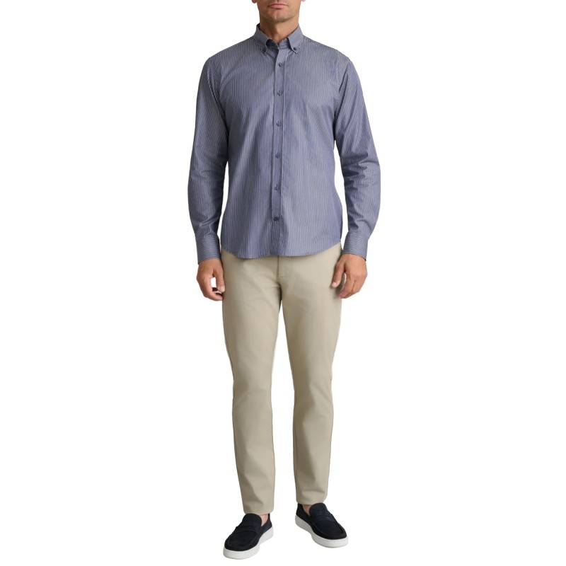 Navy & Green Shirt Comfort Fit-Dark Blue/White