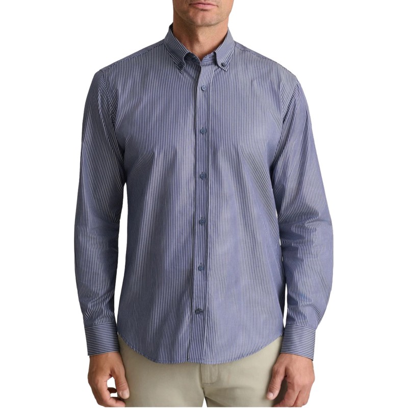 Navy & Green Shirt Comfort Fit-Dark Blue/White