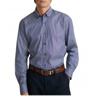 Navy & Green Shirt Striped Comfort Fit-Dark Blue/White