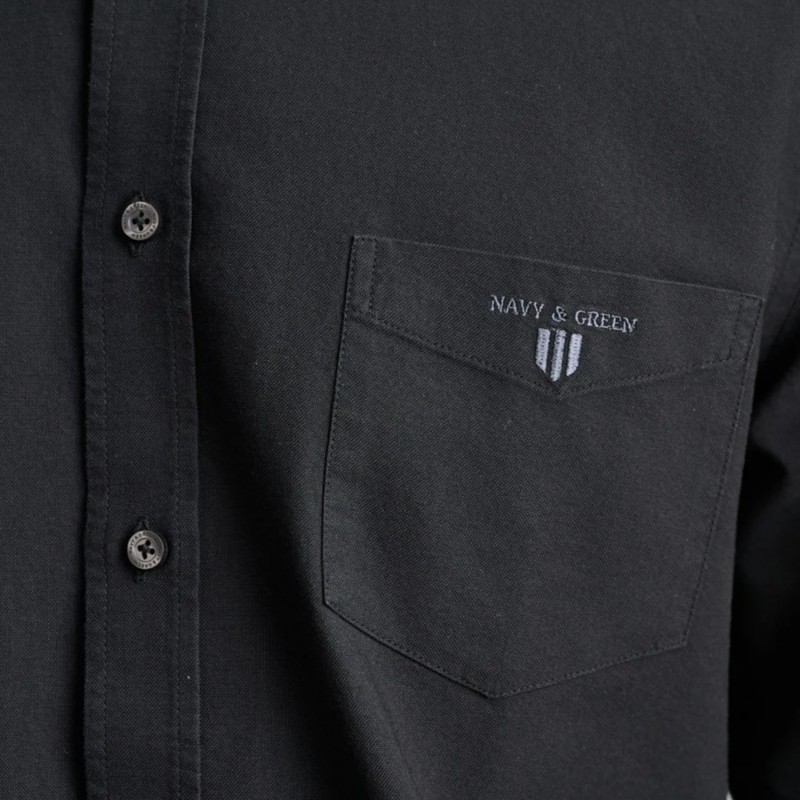 Navy & Green Shirt Comfort Fit Chest Pocket-Midnight Black