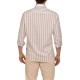 Navy & Green Cotton Linen Comfort Fit Shirt-Ecru/Grey