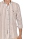 Navy & Green Cotton Linen Comfort Fit Shirt-Ecru/Grey