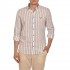 Navy & Green Cotton Linen Comfort Fit Shirt-Ecru/Grey