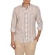 Navy & Green Cotton Linen Comfort Fit Shirt-Ecru/Grey