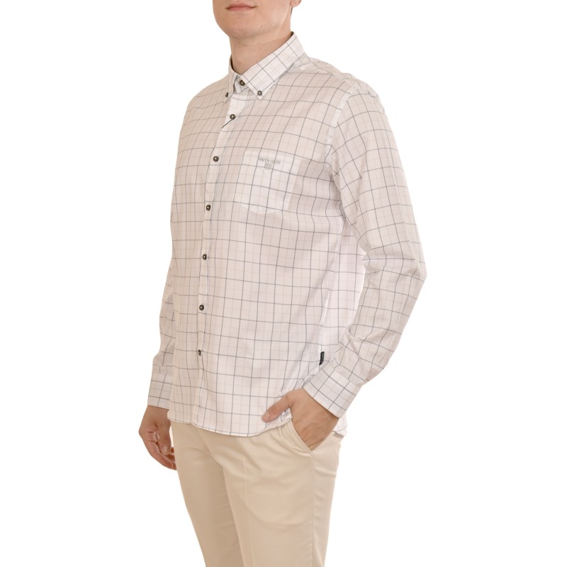 Navy & Green Comfort Fit Two Ply Shirt-White/Grey Navy & Green Comfort Fit Two Ply Shirt-White/Grey