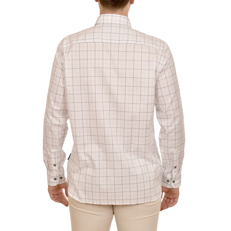 Navy & Green Comfort Fit Two Ply Shirt-White/Grey Navy & Green Comfort Fit Two Ply Shirt-White/Grey
