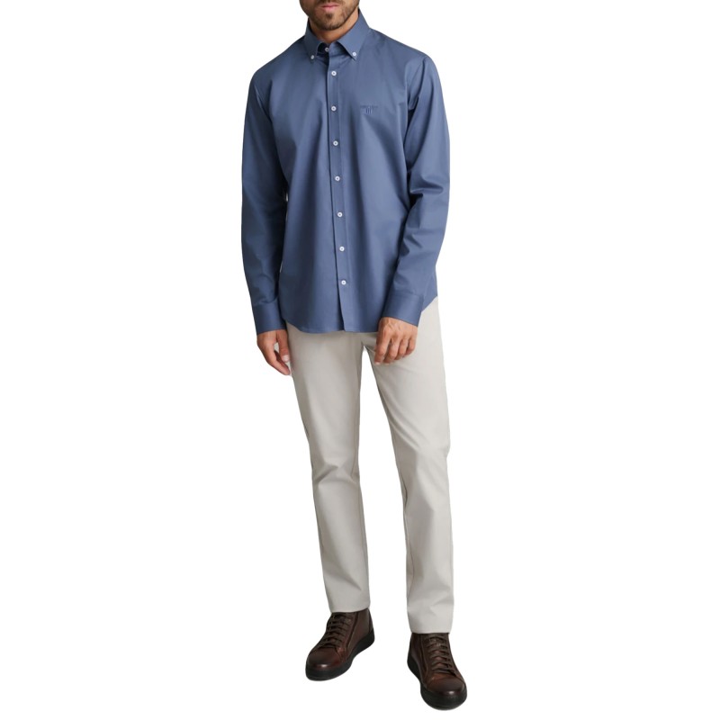Navy & Green Shirt Comfort Fit-Airforce Blue
