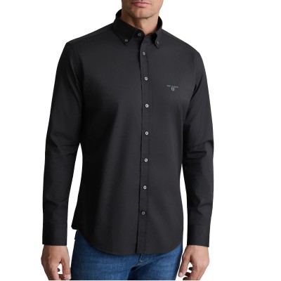 Navy & Green Shirt Comfort Fit Stretch-Black Ink