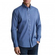 Navy & Green Shirt Comfort Fit Stretch-Dark Avio