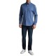 Navy & Green Shirt Comfort Fit Stretch-Dark Avio