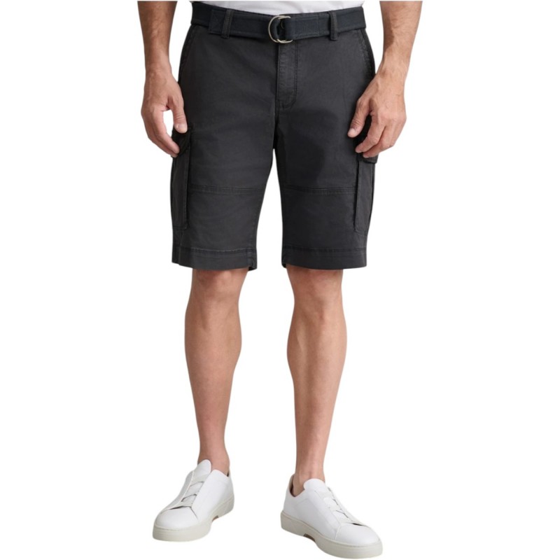 Navy & Green Bermuda Cargo With Belt-Black Navy & Green Bermuda Cargo With Belt-Black