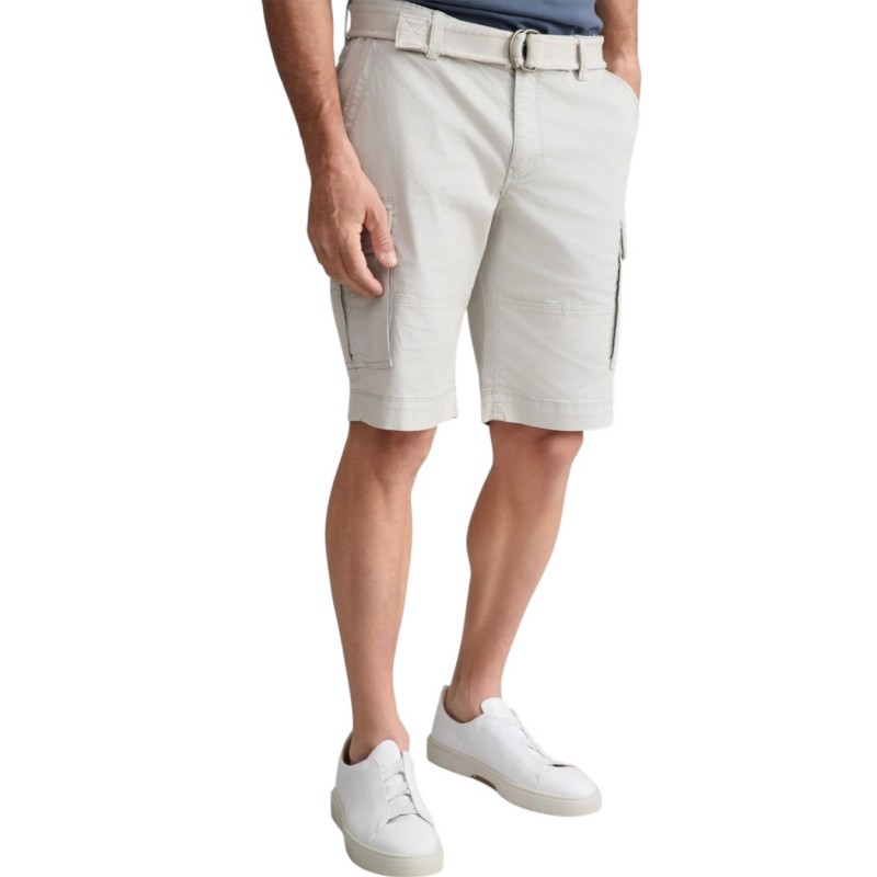 Navy & Green Bermuda Cargo With Belt-Cool Grey Navy & Green Bermuda Cargo With Belt-Cool Grey