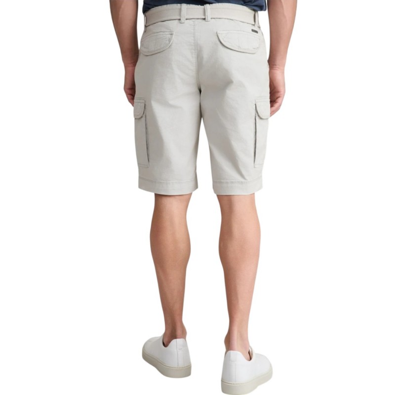Navy & Green Bermuda Cargo With Belt-Cool Grey Navy & Green Bermuda Cargo With Belt-Cool Grey
