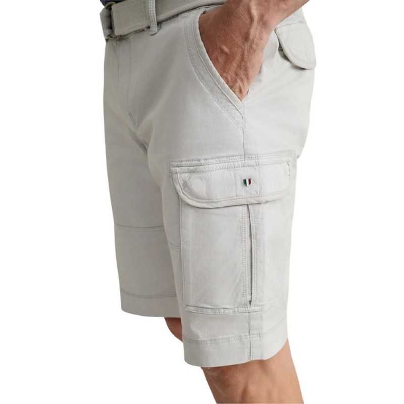 Navy & Green Bermuda Cargo With Belt-Cool Grey Navy & Green Bermuda Cargo With Belt-Cool Grey