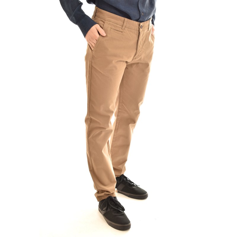 Navy & Green Trousers Modern Fit Without Pleates-Camel