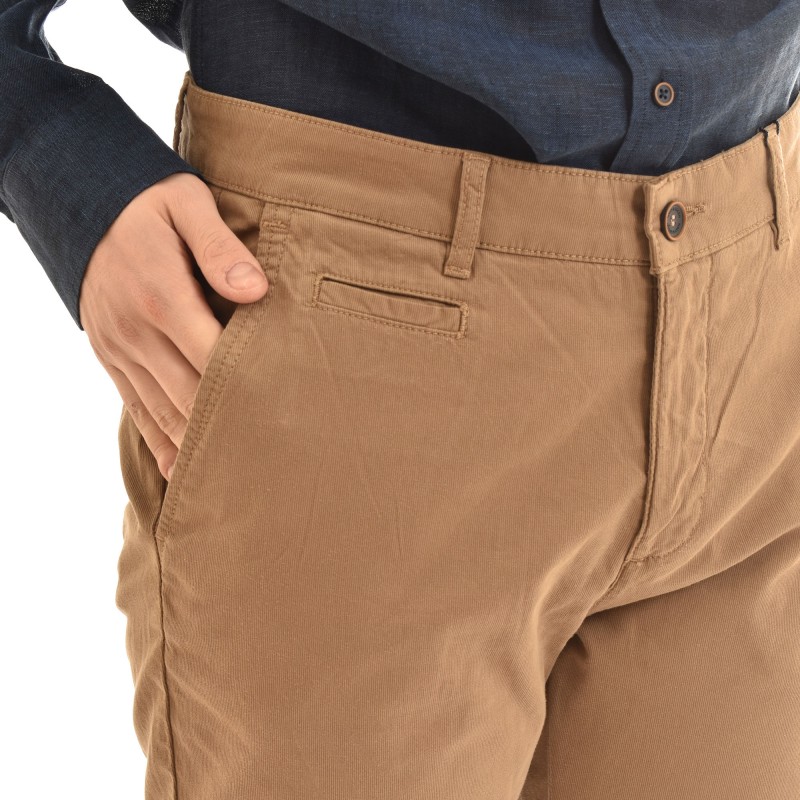 Navy & Green Trousers Modern Fit Without Pleates-Camel