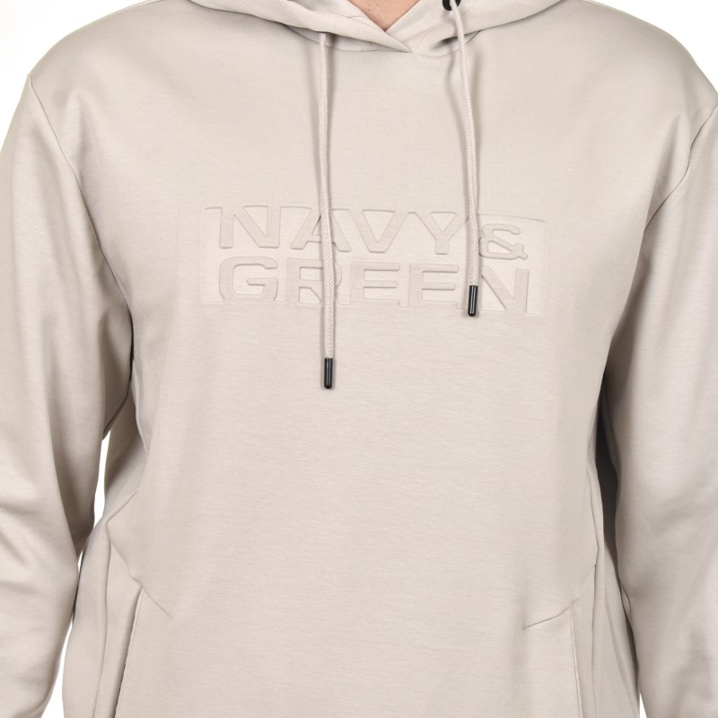 Navy & Green Puffy Logo Hoodie Sweatshirt-Ice Navy & Green Puffy Logo Hoodie Sweatshirt-Ice