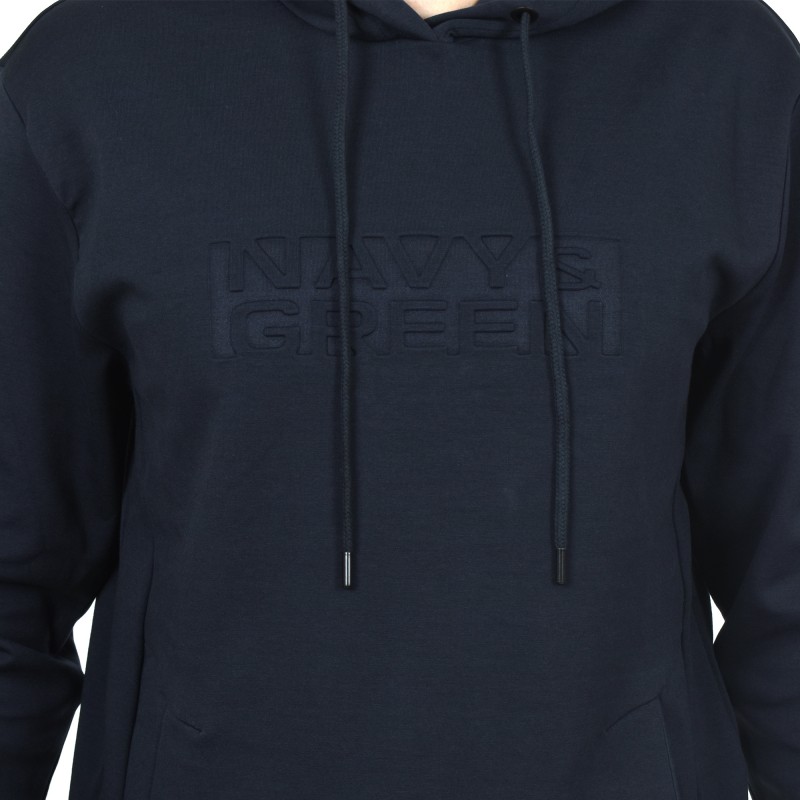 Navy & Green Puffy Logo Hoodie Sweatshirt-Marine Blue