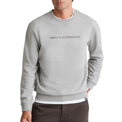 Navy & Green Sweatshirt Crewneck-Grey Stone