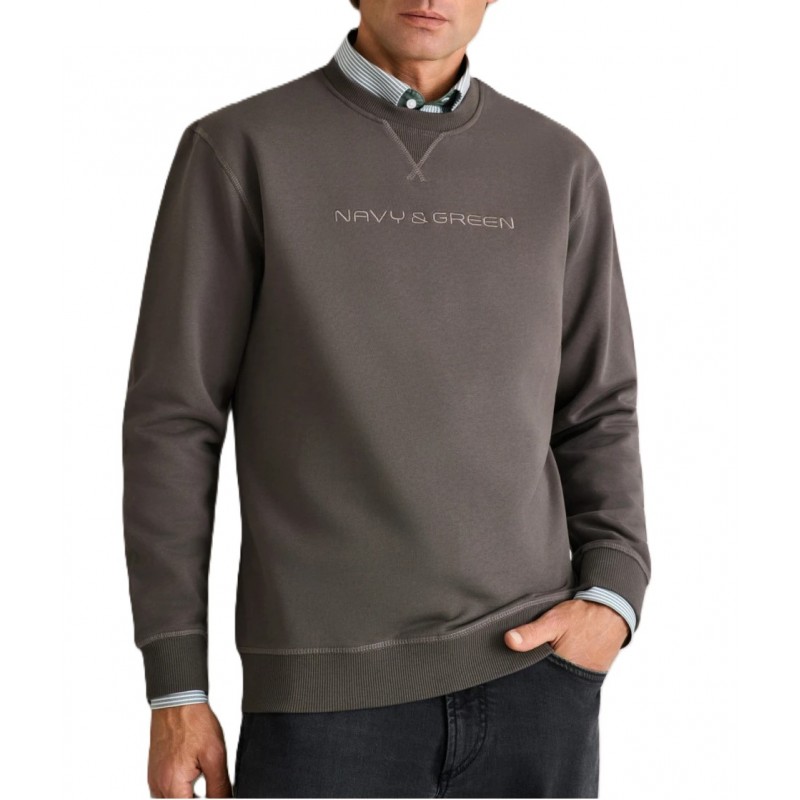Navy & Green Sweatshirt Crewneck-Olive Brown Navy & Green Sweatshirt Crewneck-Olive Brown