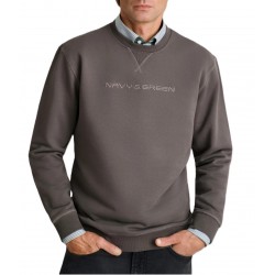 Navy & Green Sweatshirt Crewneck-Olive Brown