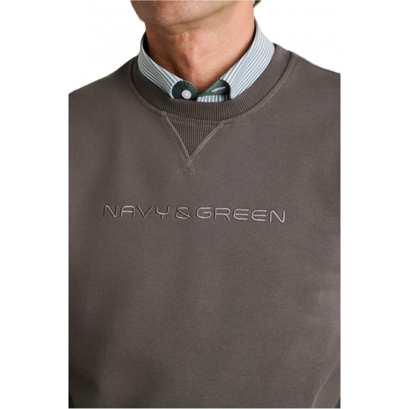 Navy & Green Sweatshirt Crewneck-Olive Brown Navy & Green Sweatshirt Crewneck-Olive Brown