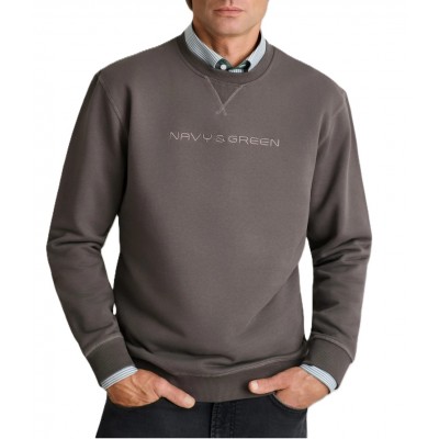 Navy & Green Sweatshirt Crewneck-Olive Brown