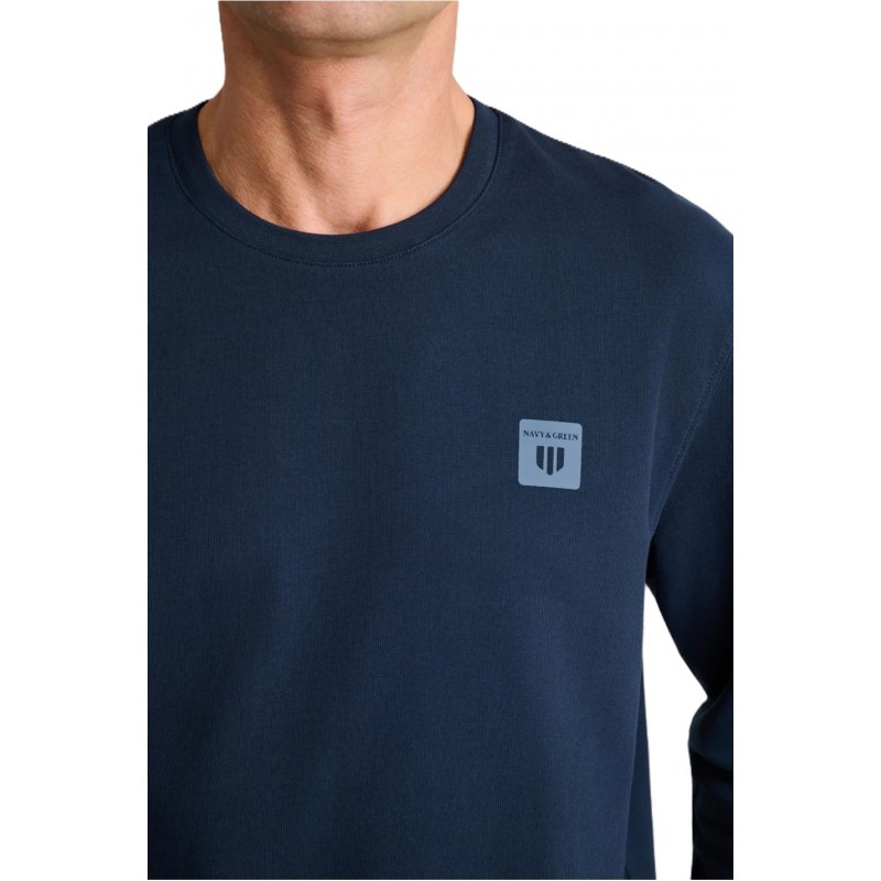 Navy & Green T-Shirt Long Sleeve Light Brushed-Marine Blue Navy & Green T-Shirt Long Sleeve Light Brushed-Marine Blue