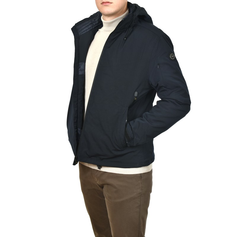 Navy & Green Parka Jacket-Dark Blue